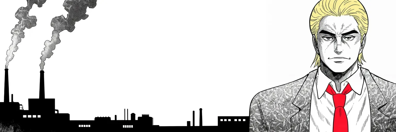 Manga panel 4 of 4, Week 260 “The Streets”: And he promises to build the ruined economy a second time.