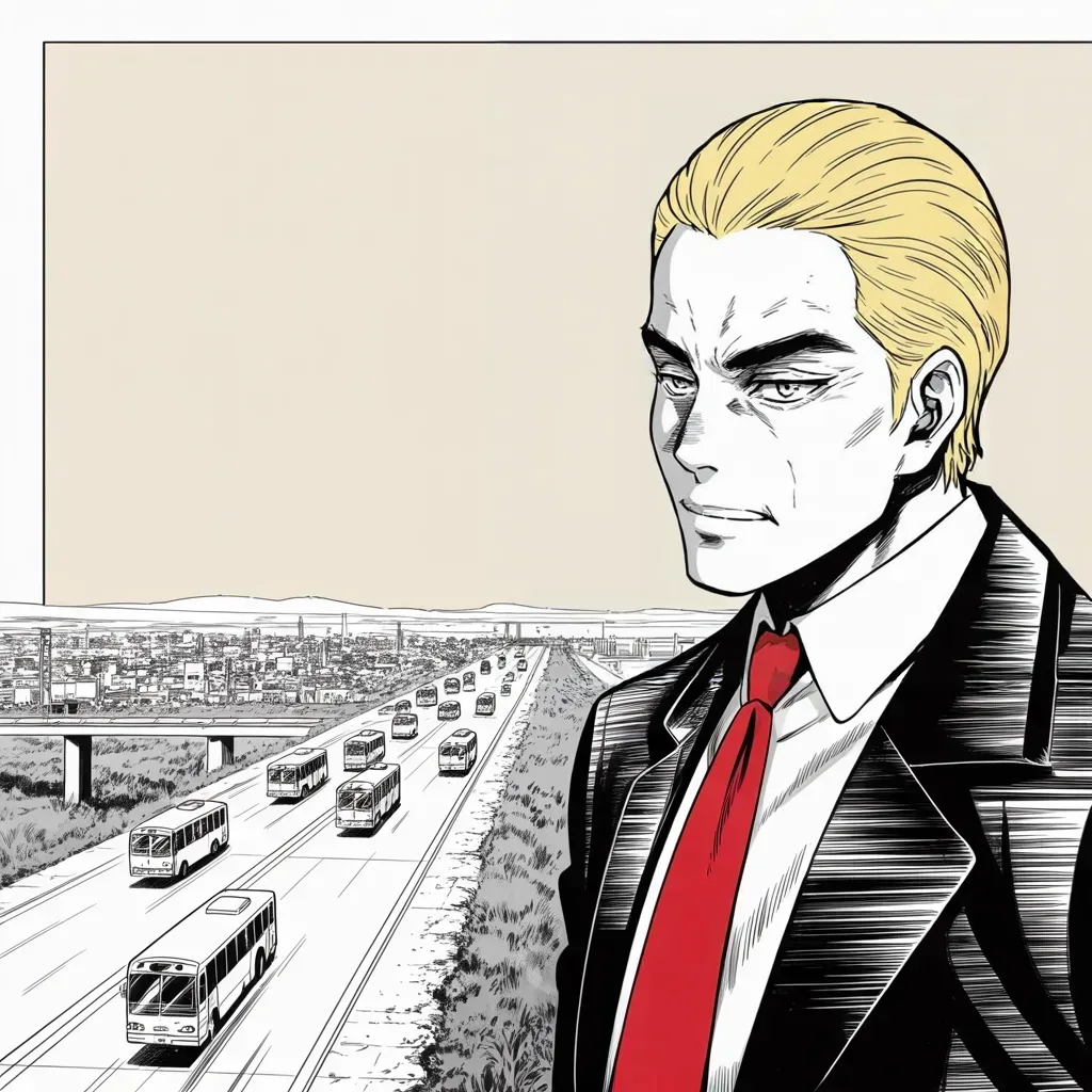 Manga panel 3 of 5, Week 262 “The Streets”: He warns anyone coming to protest that this town will not be like the others.