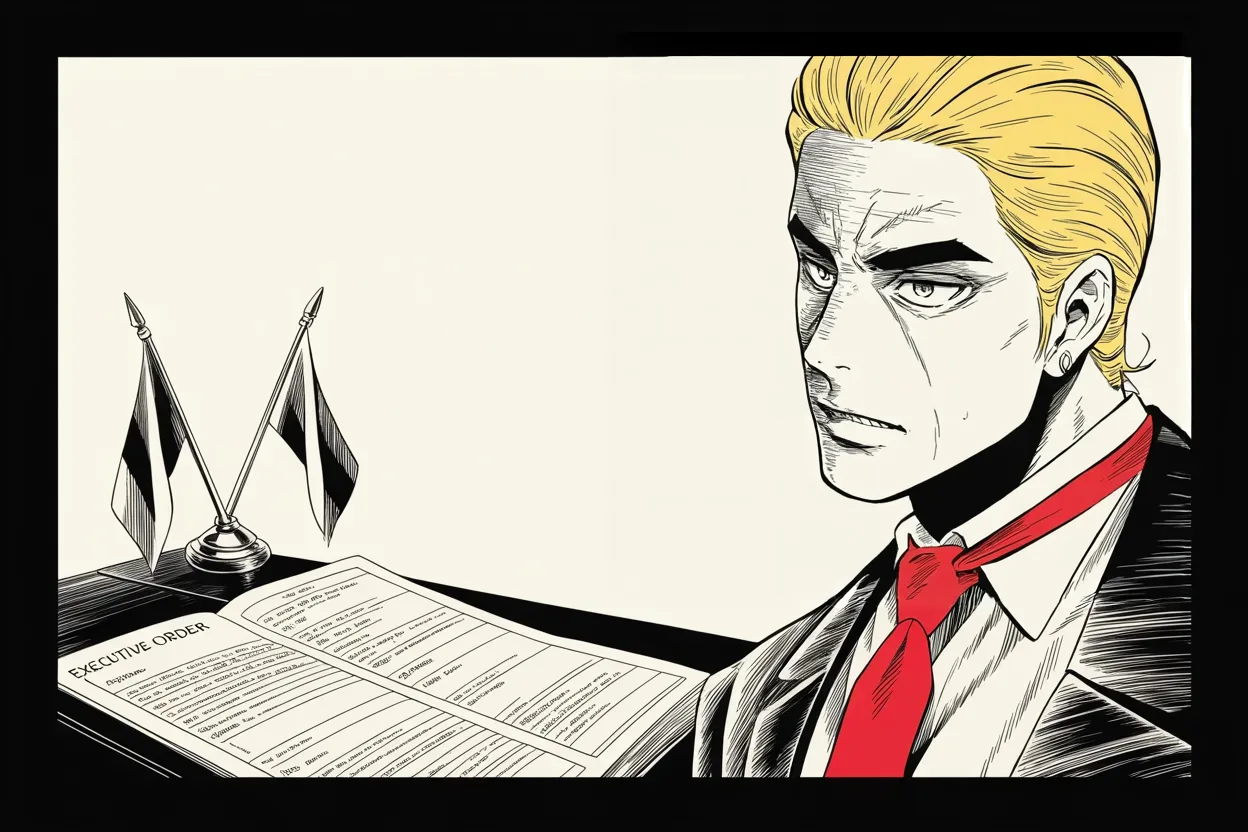 Manga panel 2 of 4, Week 263 “The Streets”: He signs the order and says the vandalism stopped the moment he did.