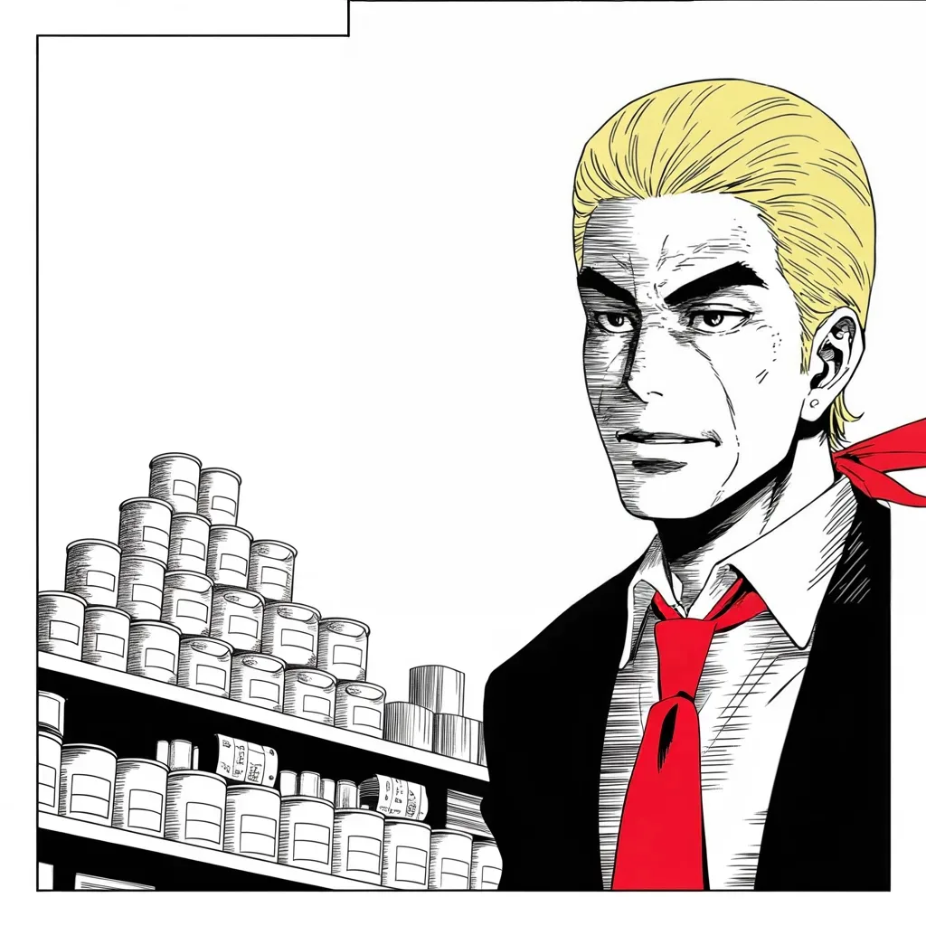 Manga panel 3 of 5, Week 265 “The Streets”: A boycott of a grocery brand turns into a display of loyalty on his desk.