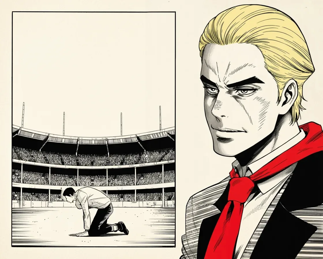 Manga panel 2 of 4, Week 269 “The Fever”: He says the realm is not happy about the ones who kneel.