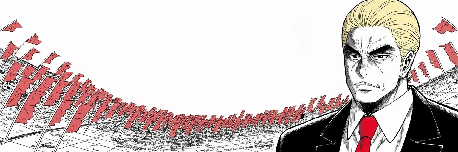 Manga panel 4 of 4, Week 279 “The Fever”: And two weeks out he tells the realm what he sees coming: a wave, and it is his.