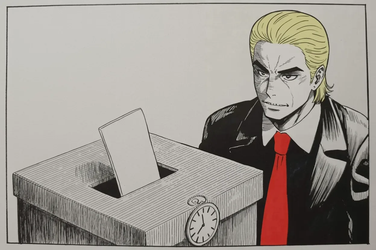 Manga panel 2 of 4, Week 281 “The Count”: He tells the realm the count must end on the night itself, not weeks later.
