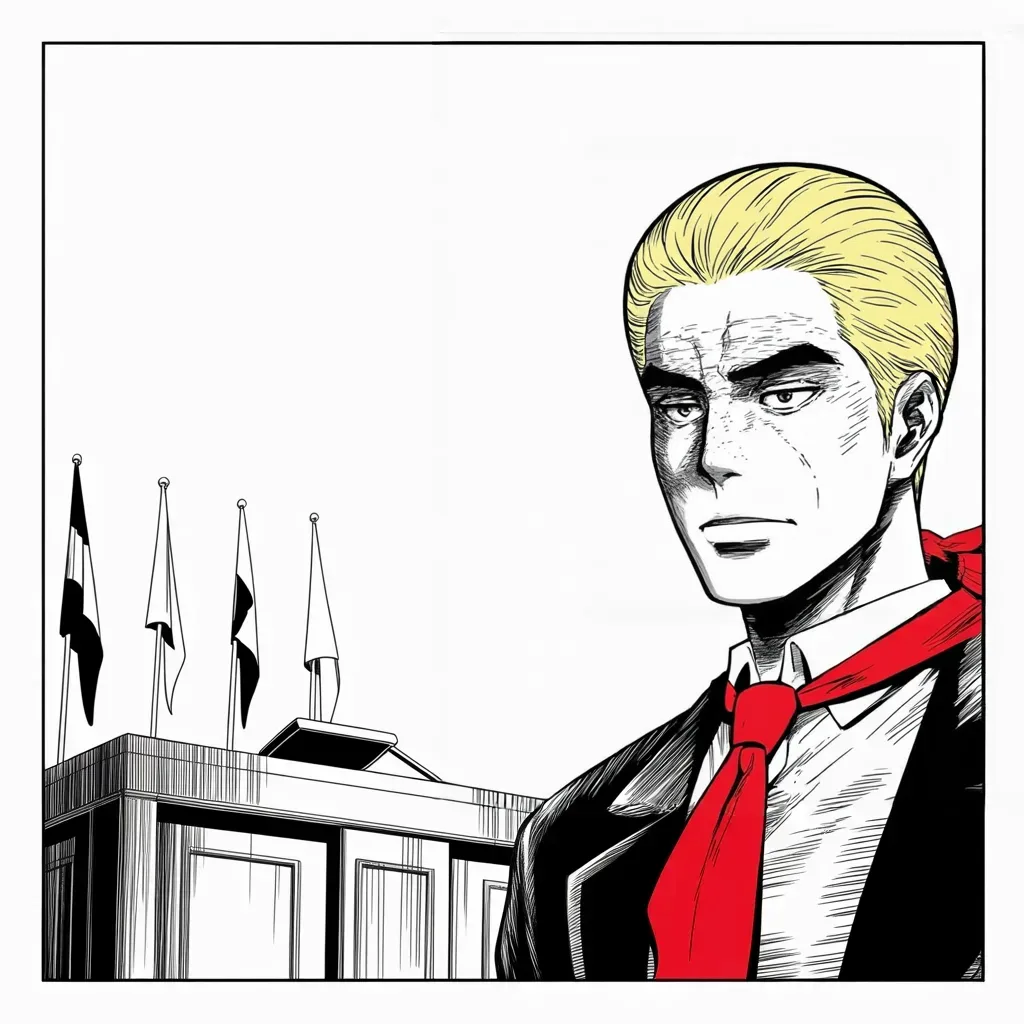 Manga panel 2 of 5, Week 282 “The Count”: At half past two he goes out and calls it a win.