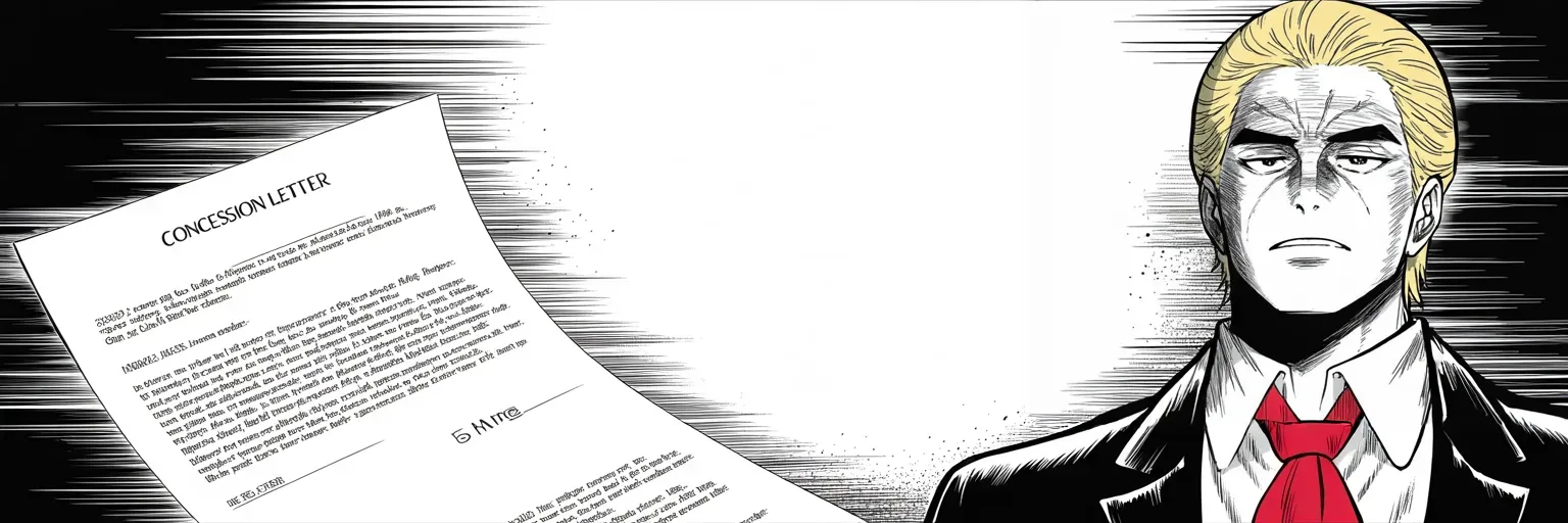 Manga panel 4 of 4, Week 283 “The Count”: And he says the only sentence that matters for the next two months: he concedes nothing.