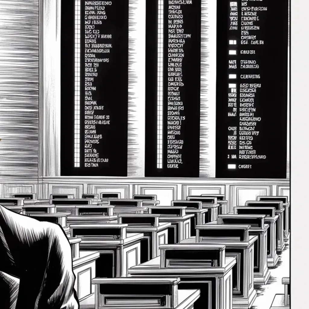 Manga panel 2 of 5, Week 292 “The Fenced City”: For the second time in thirteen months the chamber votes to impeach him, and this time some of his own party cross the floor to do it.