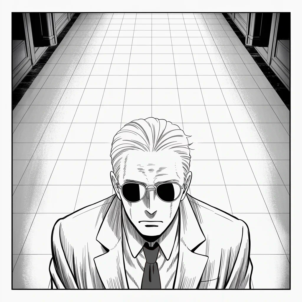 Manga panel 4 of 5, Week 292 “The Fenced City”: In a hall built for crowds, the man who takes the office next stands alone, waiting on a date in the calendar.