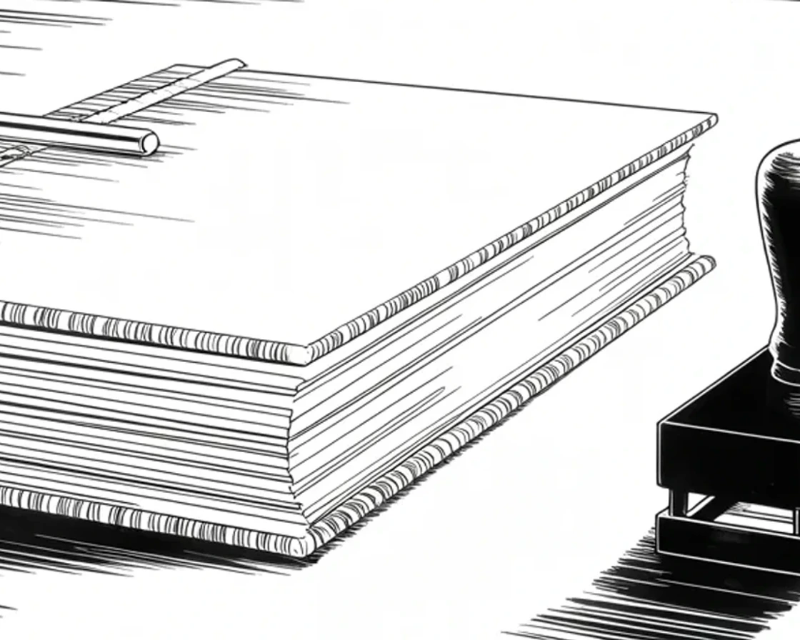 Manga panel 2 of 4, Week 295 “The Answer”: The second of February. Seven days before the trial opens, the defense answers the article of impeachment on paper.