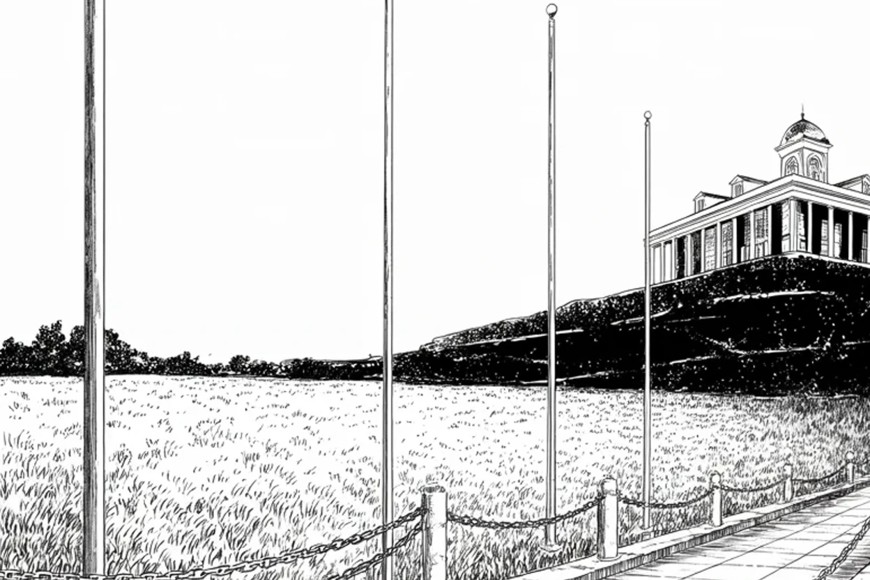 Manga panel 2 of 4, Week 309 “Two in One Morning”: A nomination is won in Virginia, and the same day it is blessed from a desk nine hundred miles south of it.