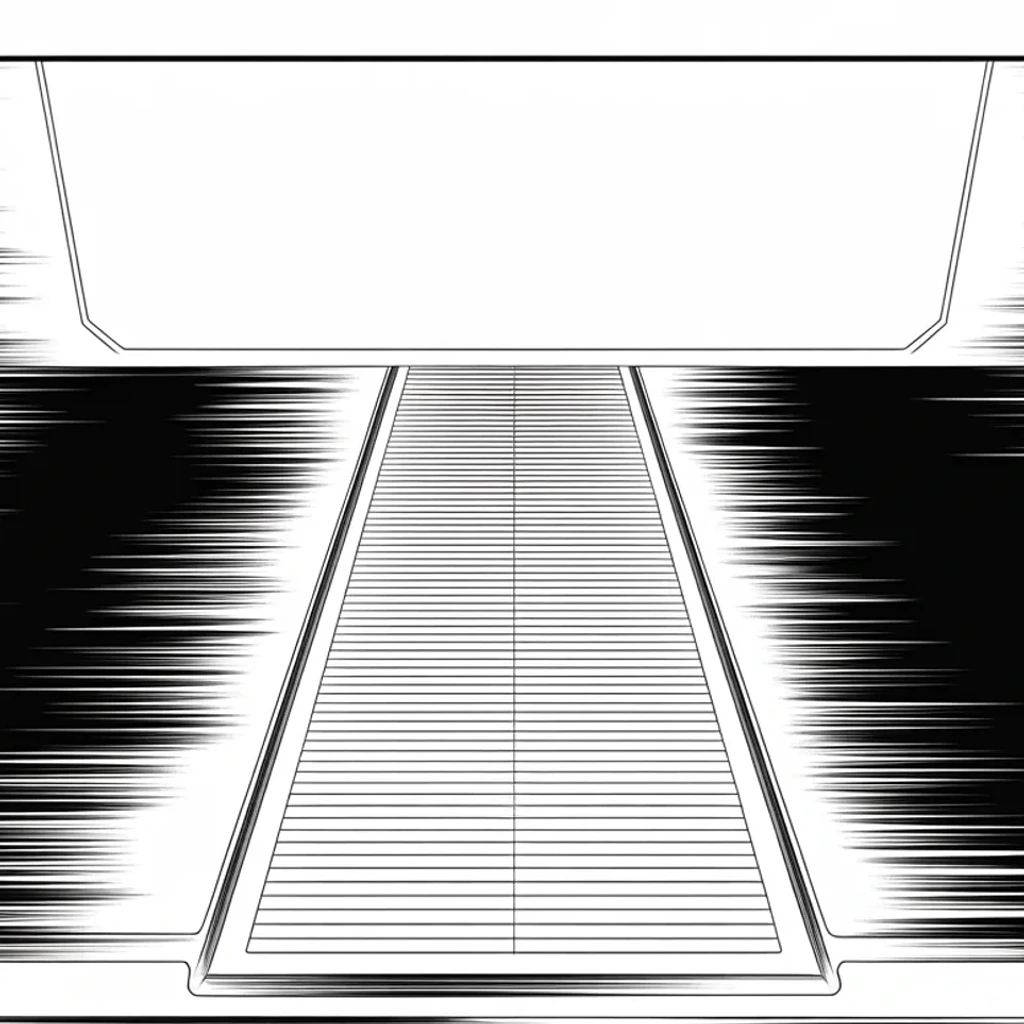 Manga panel 3 of 5, Week 312 “Twenty-Nine Days”: The same afternoon the column is stripped. The rules are still there; everything that stood between them is gone.