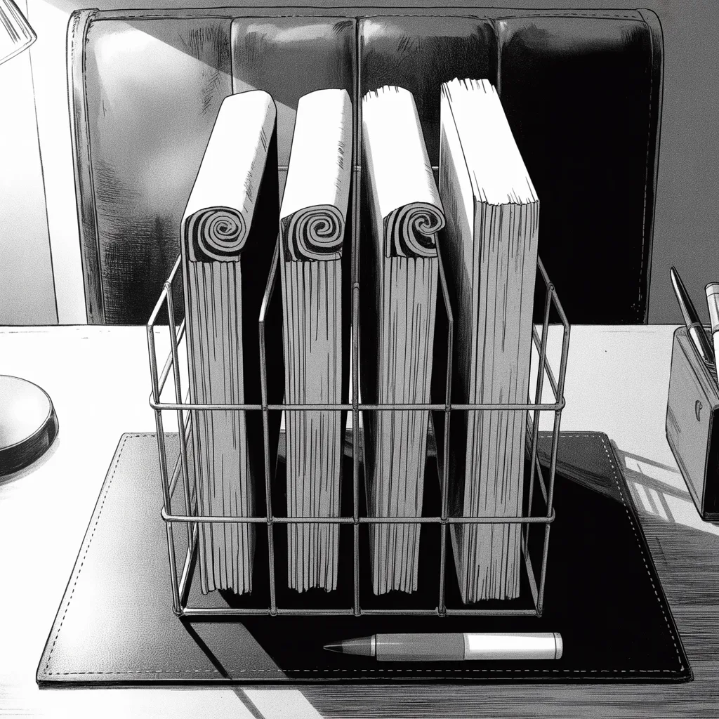 Manga panel 2 of 5, Week 321 “The Kingmaker”: One congressional victory, five separate papers about it in three days, standing edge to edge in a rack.