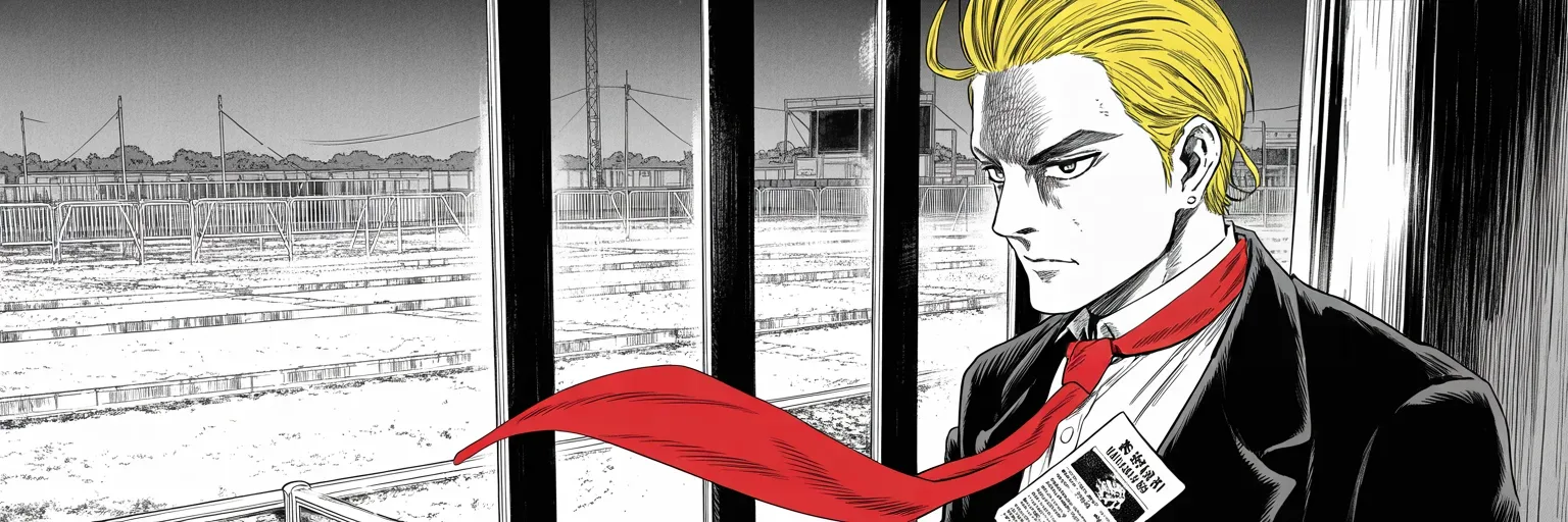 Manga panel 5 of 5, Week 326 “The Withheld Crown”: Two rallies are on the calendar now, Georgia and Iowa, and the fairground is still empty.