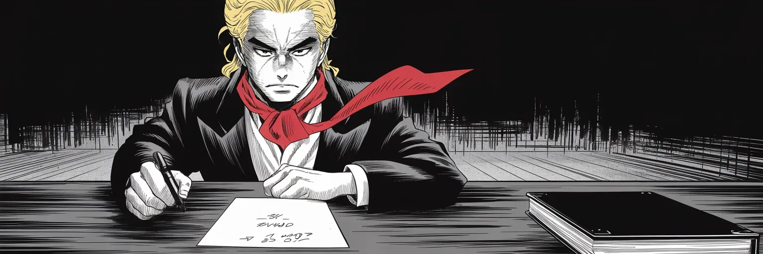 Manga panel 4 of 4, Week 332 “Not a Word About It”: The week his voice is promised back to him, he writes about a caravan, a statue and a dead general.
