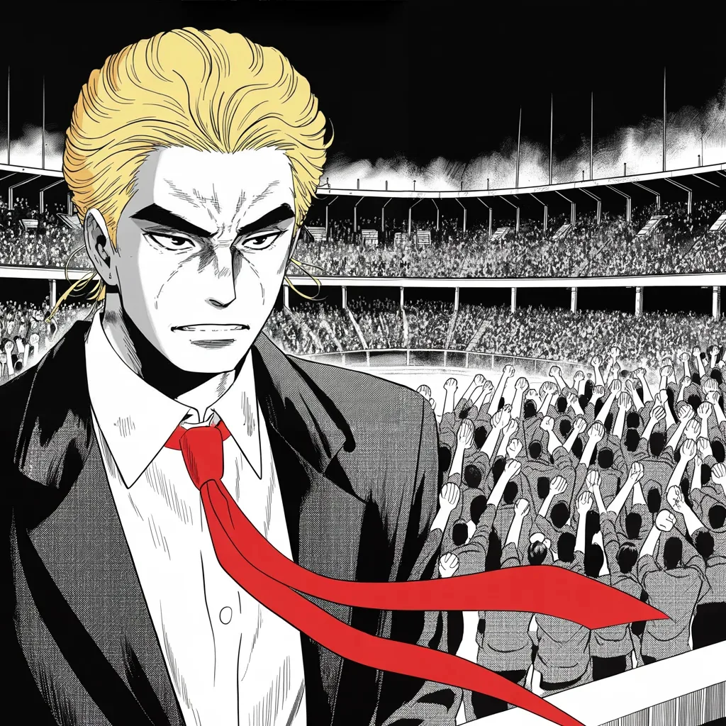 Manga panel 3 of 5, Week 333 “2 Down, 8 to Go”: The thirtieth. Atlanta, the World Series, and forty thousand people making the same gesture at the same time.