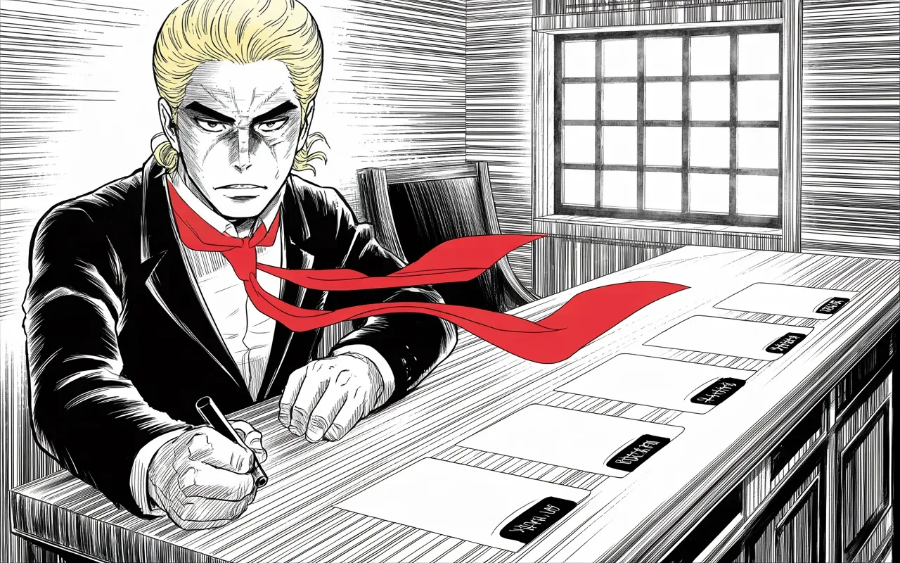 Manga panel 3 of 4, Week 334 “All Eyes on Fairfax”: The third. Four races, four wins, and a mayor in Hialeah — the office counts them out one sheet at a time.