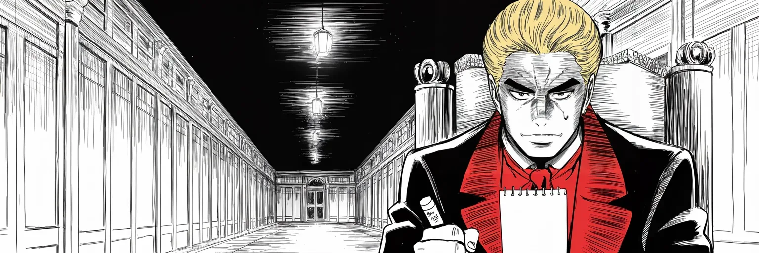 Manga panel 5 of 5, Week 337 “Everything In Her Power”: A poll in Iowa puts him double digits clear of the man who took the office, and he still has nowhere to say it but a sheet of paper.