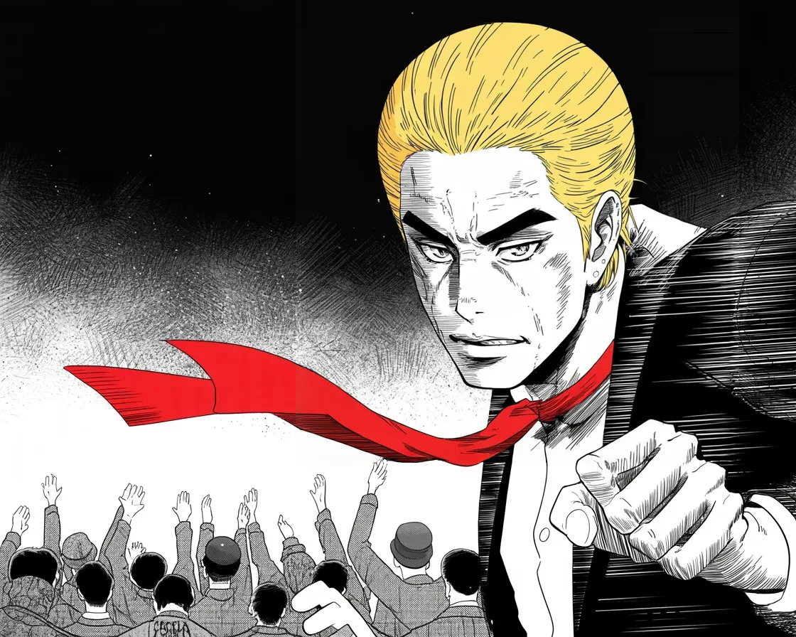 Manga panel 2 of 4, Week 344 “Another One Bites The Dust”: A congressman who voted to impeach him announces he will not stand again, and the news gets four words on the way to the stage.