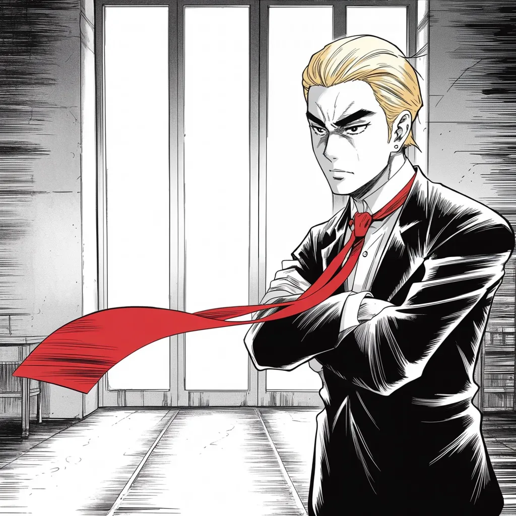 Manga panel 3 of 5, Week 349 “Ordinary and Routine”: The accountants of thirty years send a letter and walk away from him. He says they were broken — harassed and frightened into it.
