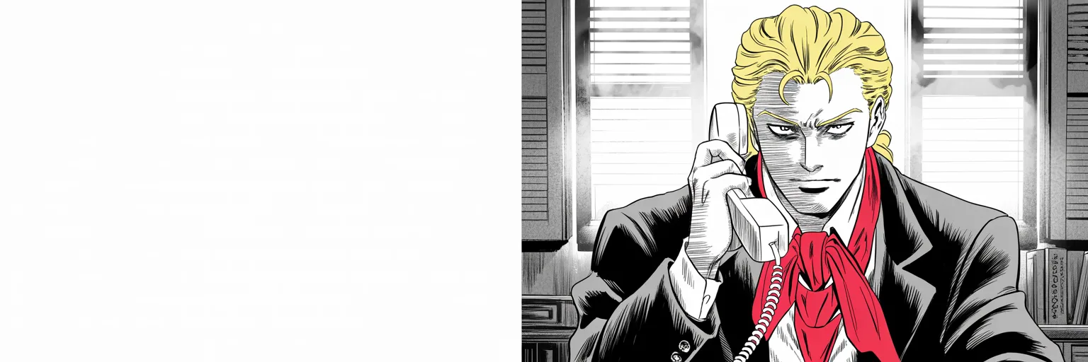 Manga panel 1 of 5, Week 350 “The Last Scroll”: Two days before the tanks move he spends the morning on the phones, grading the man assembling them. Smart, he calls him. Savvy.