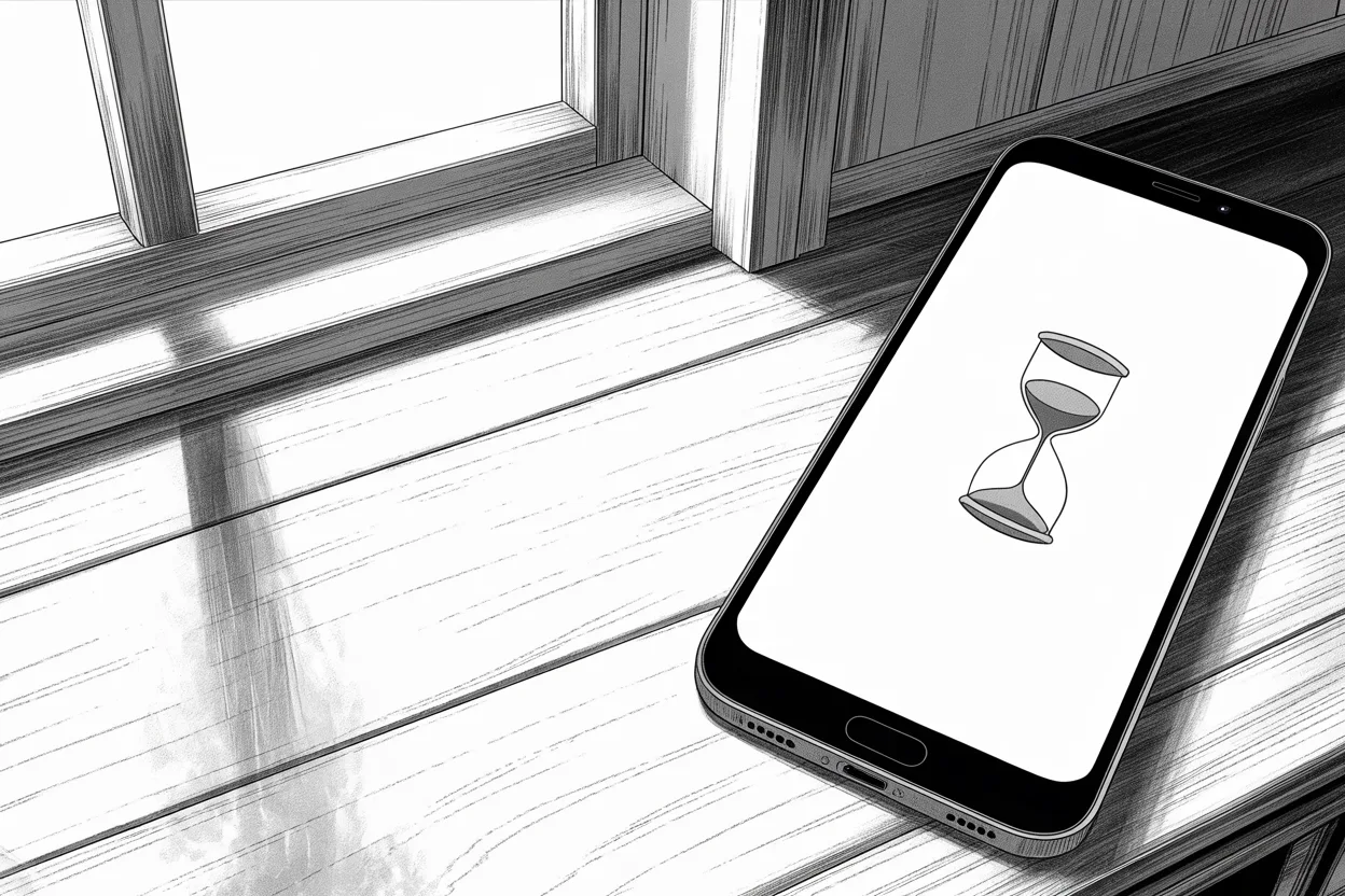 Manga panel 2 of 4, Week 351 “The Waiting List”: A million and a half names wait in a line that is not moving. The network with his name on it opened its doors onto a corridor.
