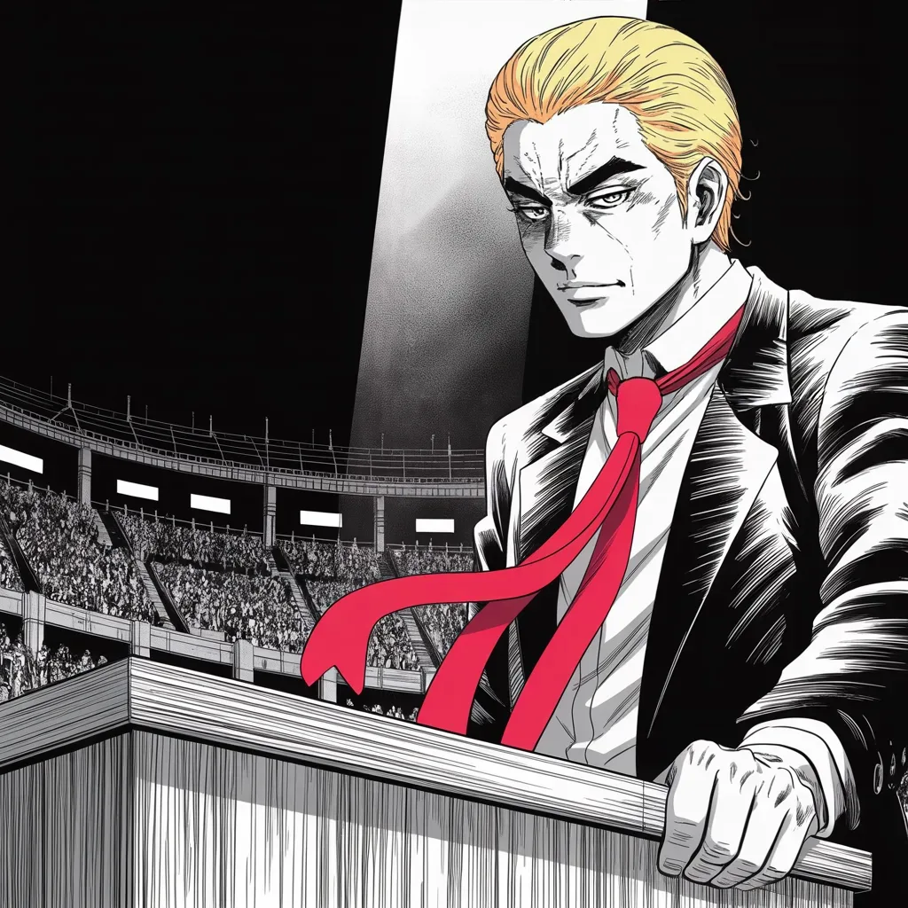 Manga panel 3 of 5, Week 363 “A Horrible Time”: Three days later he keeps the Texas commitment anyway, and calls it leadership: the address goes on, the prayers ride along with it.