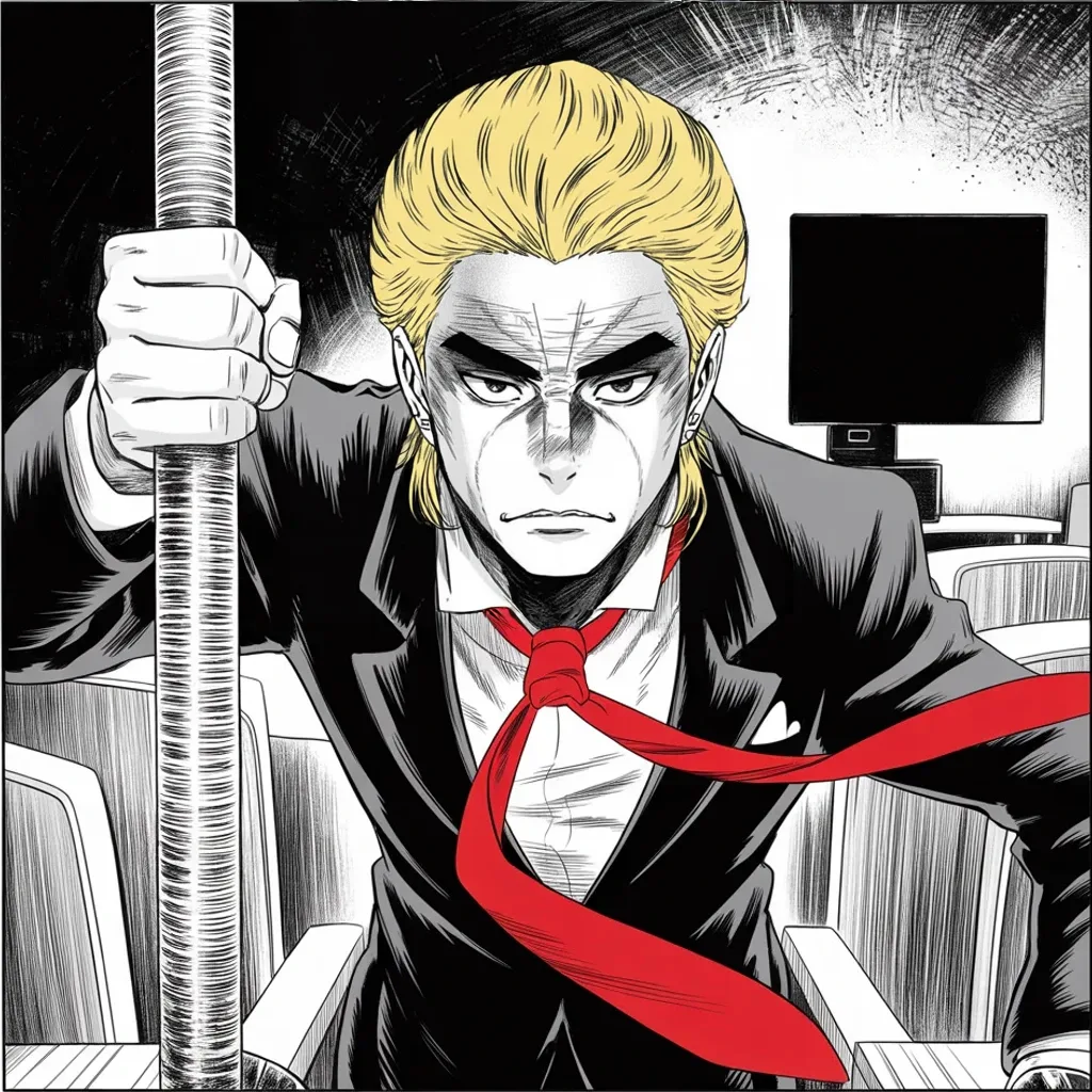 Manga panel 2 of 5, Week 368 “The Witness”: The story of the steering wheel — that he lunged for the wheel of the armored car to drive it to the Capitol himself — he calls sick, fraudulent, impossible.