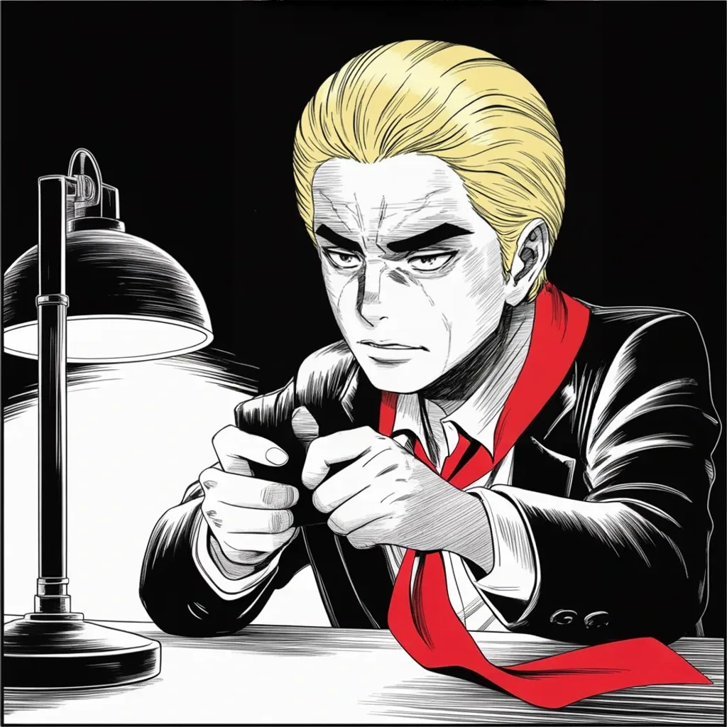 Manga panel 3 of 5, Week 368 “The Witness”: The barrage runs into the night — phony, kangaroo court, no cross-examination — the fortress answering the witness one hammer-blow at a time.