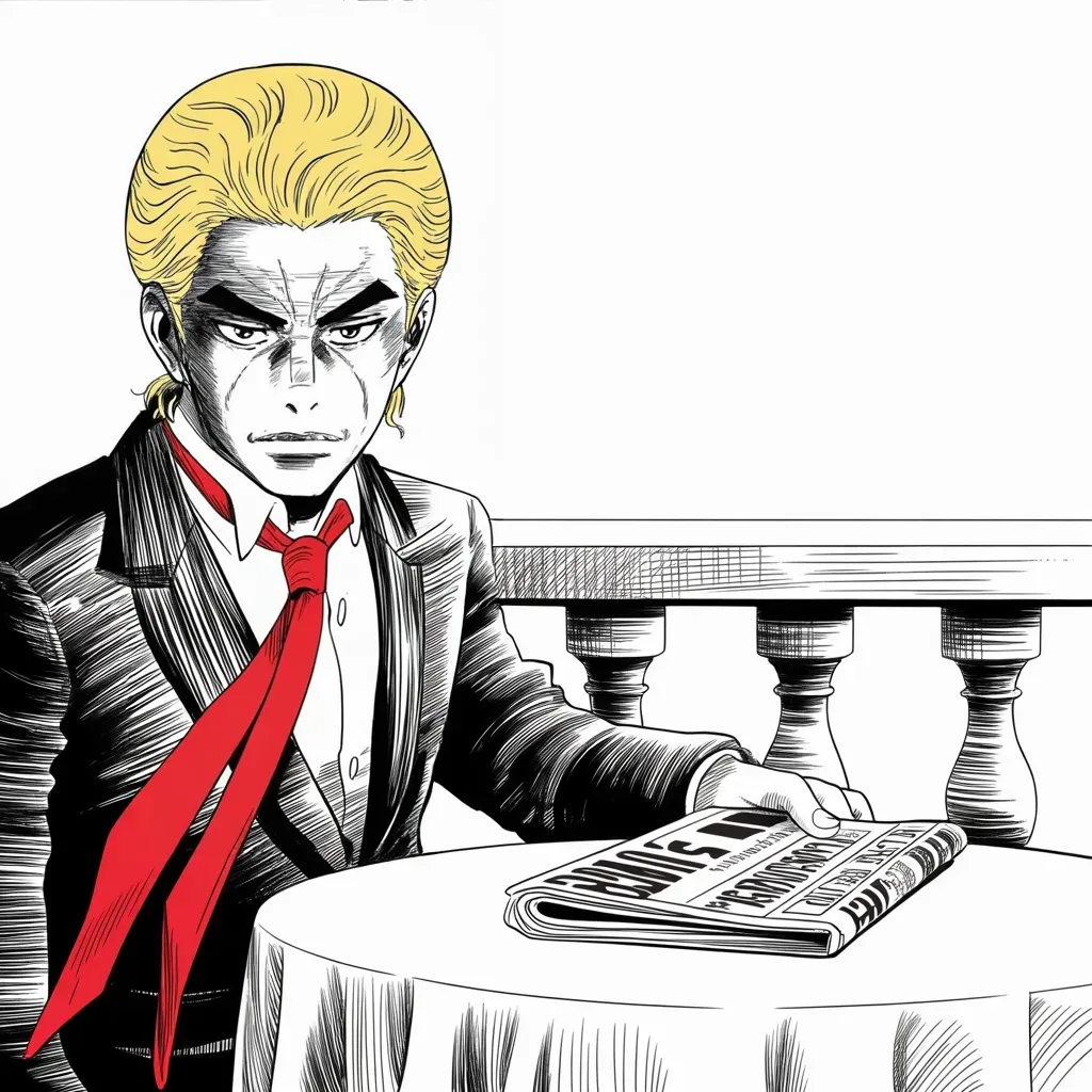 Manga panel 4 of 5, Week 368 “The Witness”: And still the machine wins: twelve endorsements, twelve victories in a single primary night. Breakfast tastes like vindication.