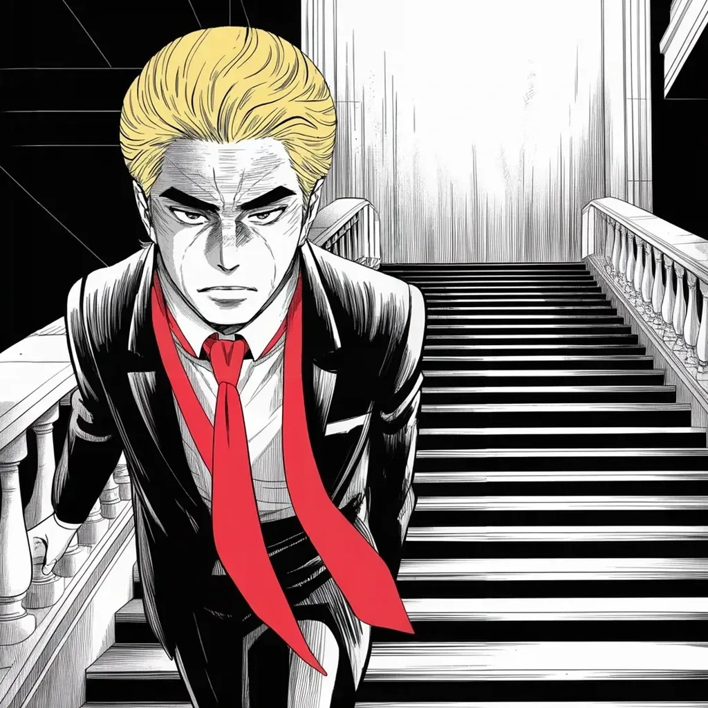 Manga panel 2 of 5, Week 369 “Bad News for the World”: Georgia is told a letter is coming: he did nothing wrong; the cheaters are the ones to prosecute. The grand jury in the south does not answer posts.