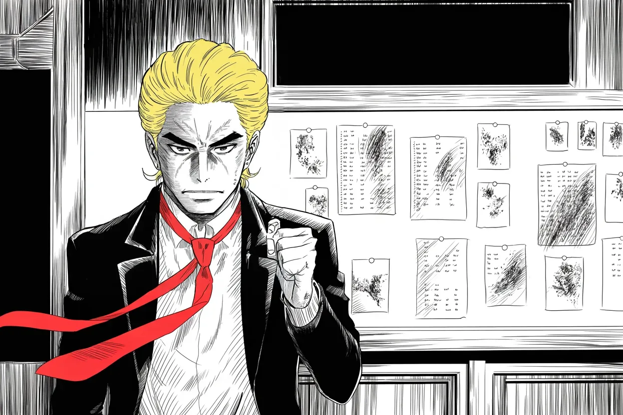 Manga panel 2 of 4, Week 375 “The Referendum”: Tuesday night Wyoming answers the committee: his candidate routs its vice-chair by forty points, and he calls the win a rebuke of the whole hunt.