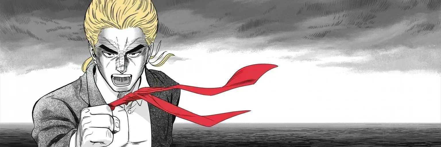 Manga panel 5 of 5, Week 389 “The Dinner”: Sunday he turns the fury on the press itself: the enemy of the people. The party says nothing aloud — but its eyes are drifting south.