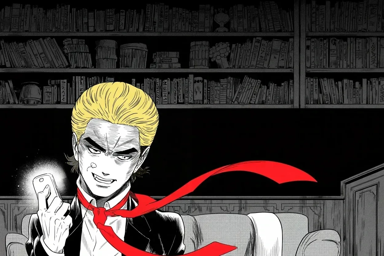 Manga panel 3 of 4, Week 394 “The Returns”: His counterattack is a headline he passes along: release the Speaker Emerita's returns next — a precedent has been set.