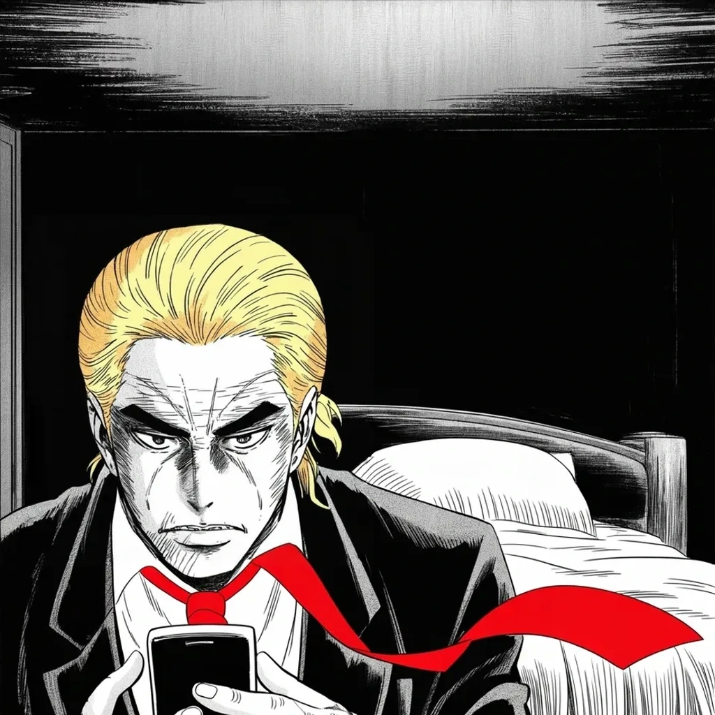 Manga panel 3 of 5, Week 395 “Fifteen Ballots”: Past one in the morning, with the ballots still failing, he decides the chaos is actually a gift: the crown will be bigger for the struggle.