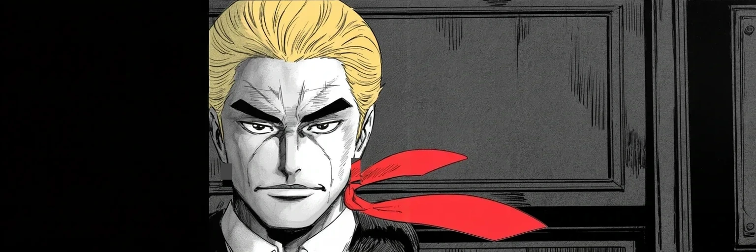 Manga panel 4 of 4, Week 396 “The Garage”: By Thursday the other man has a special counsel of his own. There are two hunters in the field now — one for each king — and only one king finds it funny.