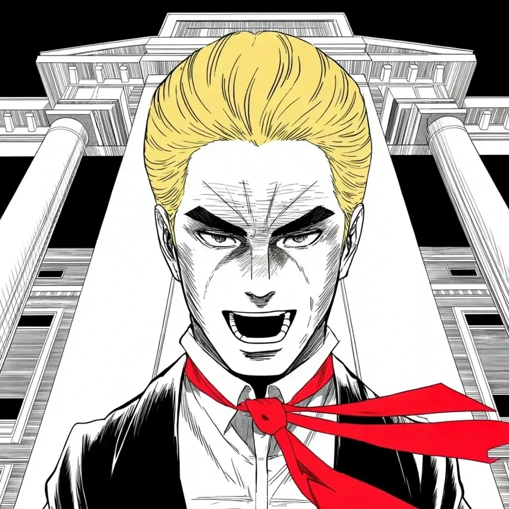 Manga panel 4 of 5, Week 398 “The Rival”: By evening he is in South Carolina between the columns, naming his generals for the first state of the war. This, he tells them, is just the beginning.