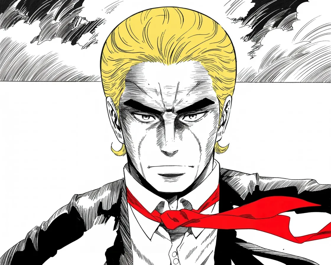 Manga panel 2 of 4, Week 403 “Retribution”: Thursday afternoon the line that will carry the whole year arrives in a single burst: they are not coming for him. They are coming for you. He is just in their way.