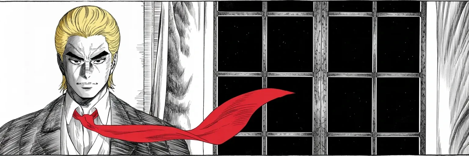 Manga panel 3 of 3, Week 414 “Framed”: Sunday night, the old grievance again: a million dollars offered to frame him. And beneath the anger, the newer fear — the palace's own staff summoned before the documents grand jury, one by one.