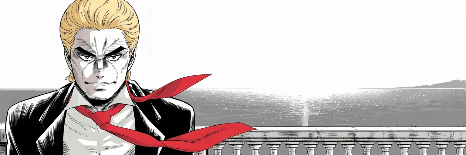 Manga panel 5 of 5, Week 417 “Thirty-Seven Counts”: Saturday dawn: America went to sleep with tears in its eyes, he writes, but someday soon it will smile again. Arraignment is set — Tuesday, Miami.