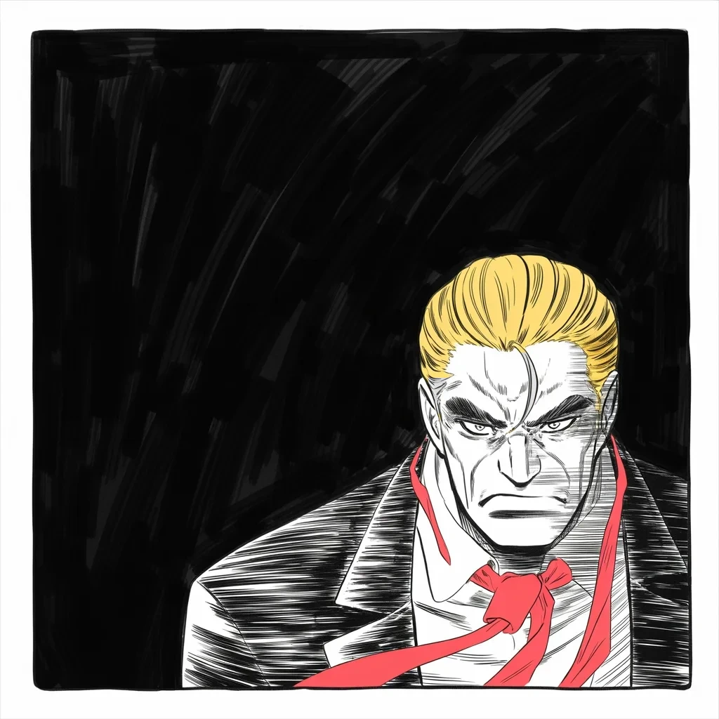 Manga panel 4 of 5, Week 425 “Arrested for You”: The day after the plea, a warning in eight words aimed at anyone who comes after him.