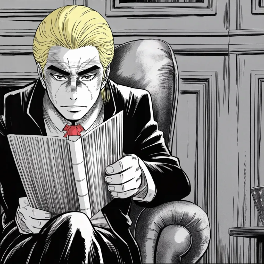 Manga panel 2 of 5, Week 430 “Zero Credibility”: Friday the grand jury's full report unseals: it wanted to charge nearly everybody. Zero credibility, he rules from his armchair.