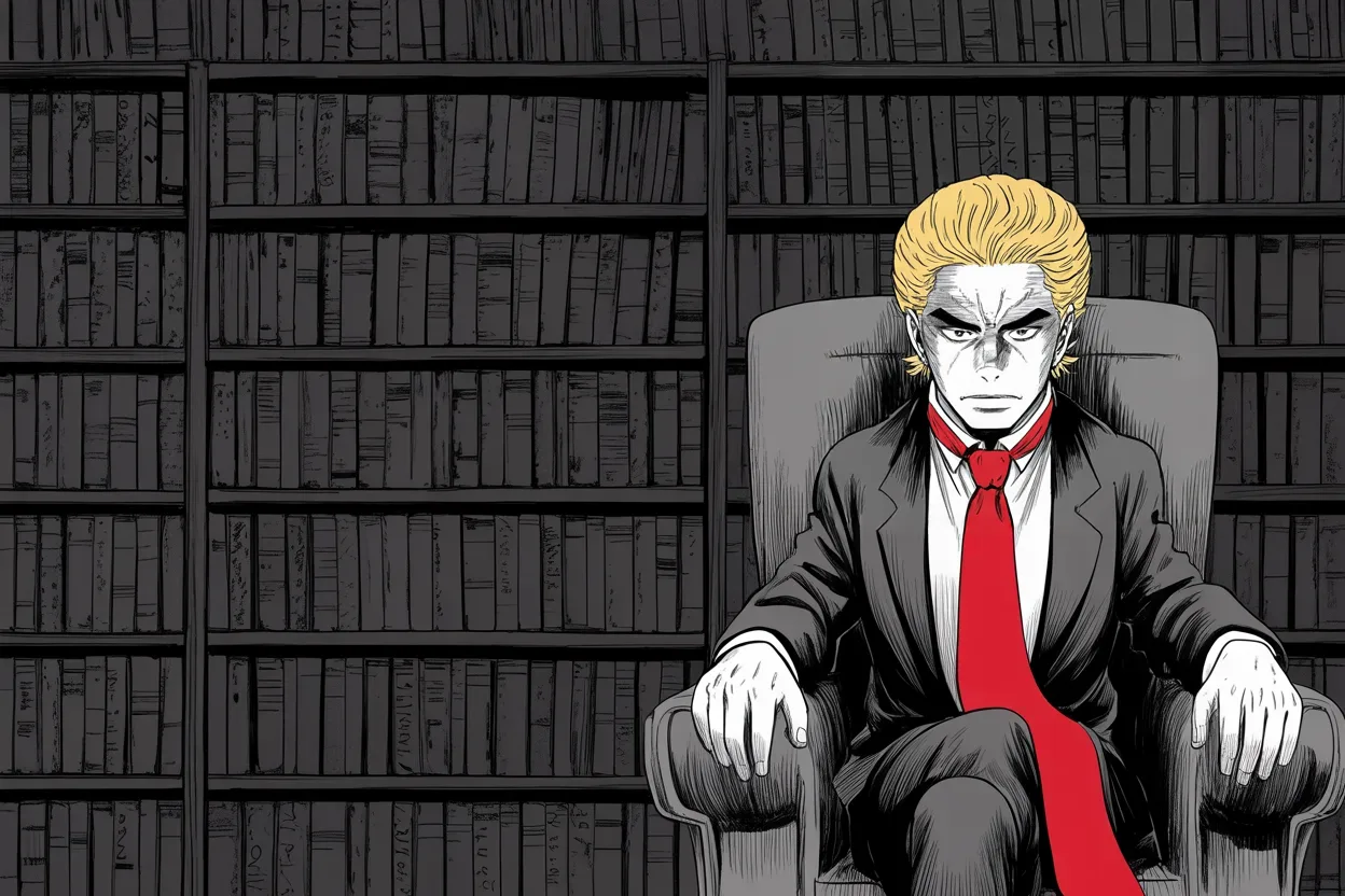 Manga panel 3 of 4, Week 432 “Show the Poll”: Between skirmishes he claims a fifty-year precedent's fall as his own trophy: nobody thought it possible, and he got the job done.