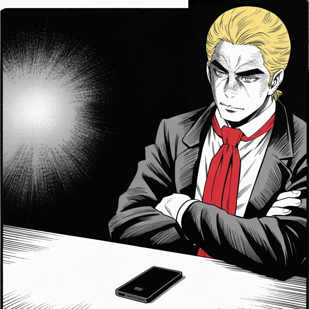 Manga panel 3 of 5, Week 434 “Gagging America”: A post about the judge's clerk vanishes under orders, and the first muzzle of the season closes on him mid-trial. His verdict on it needs two words.