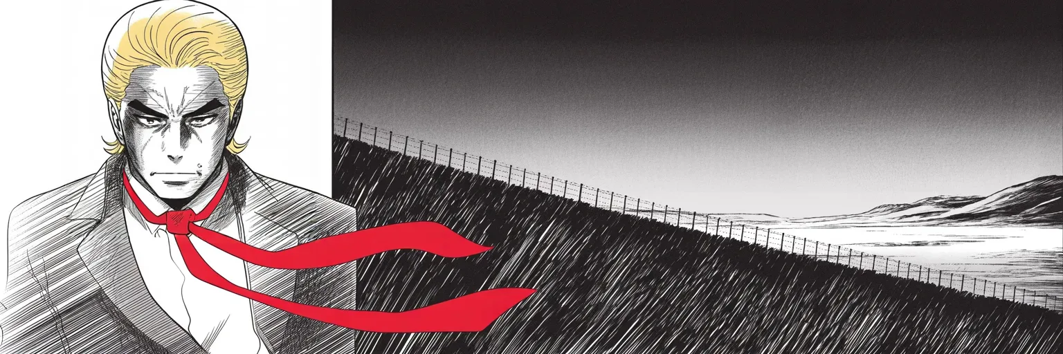 Manga panel 5 of 5, Week 434 “Gagging America”: By Monday the war abroad has become his argument at home, aimed at the open southern border — and the courtroom week ends under a darker sky.