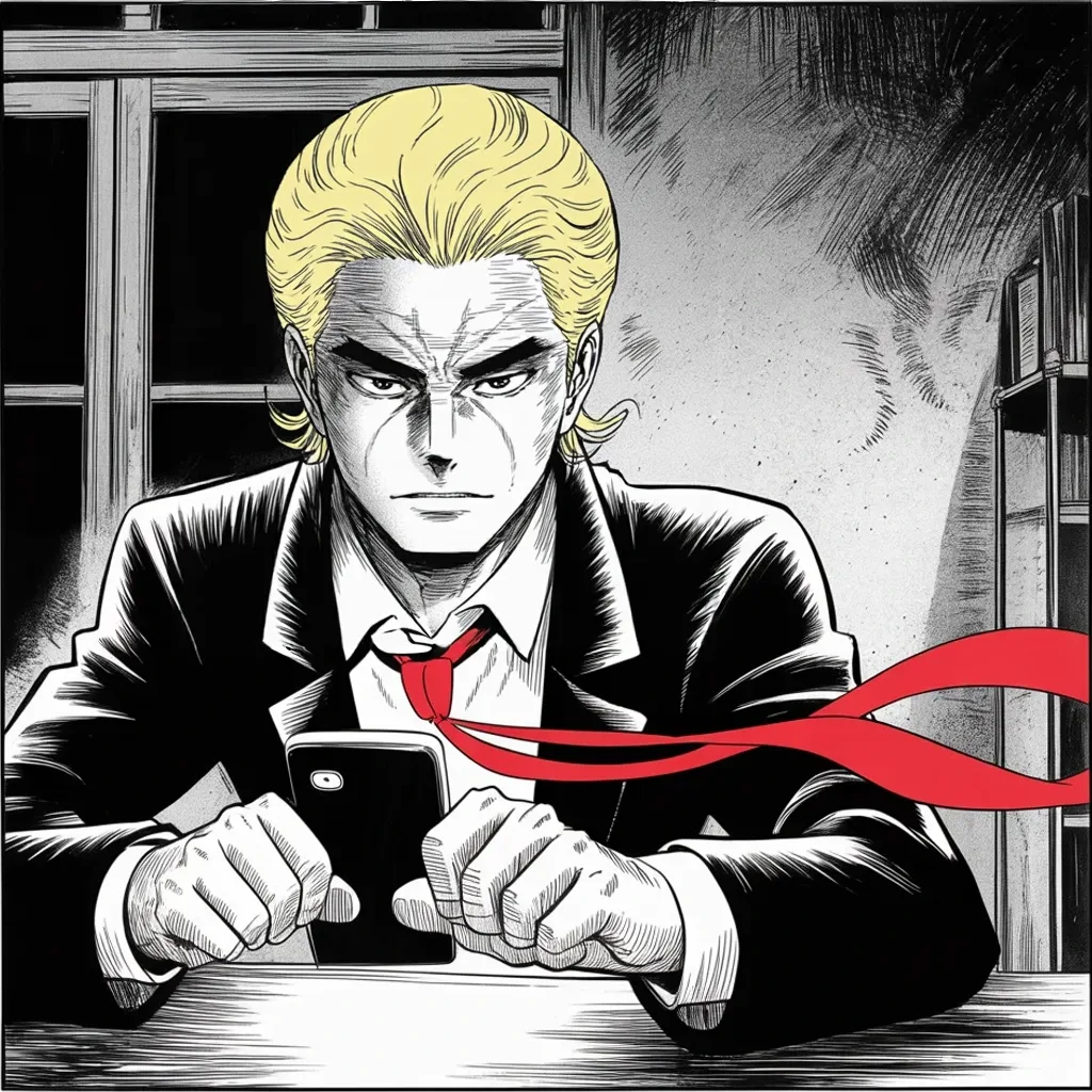 Manga panel 4 of 5, Week 436 “Not My Attorney”: The written gag order lands in Washington — no attacks on prosecutor, staff, or witnesses — and he answers by attacking the idea of the order.