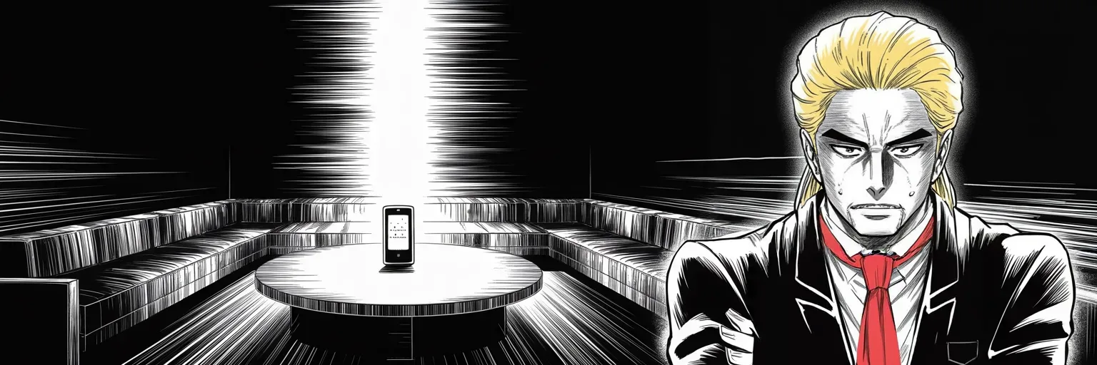Manga panel 5 of 5, Week 436 “Not My Attorney”: Through gags and pleas, one instrument keeps its volume: the megaphone that once sat silent on the table is, by his delighted account, running hot.