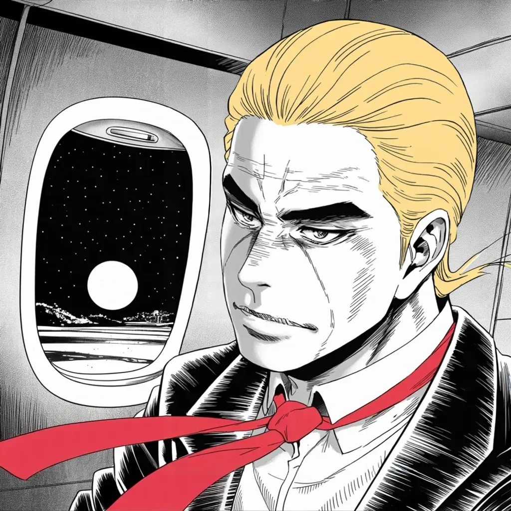 Manga panel 3 of 5, Week 442 “The Judge's House”: Midnight over the snowfields after two Iowa rallies in one day: by the window, the roar of the crowds settles into a certainty.