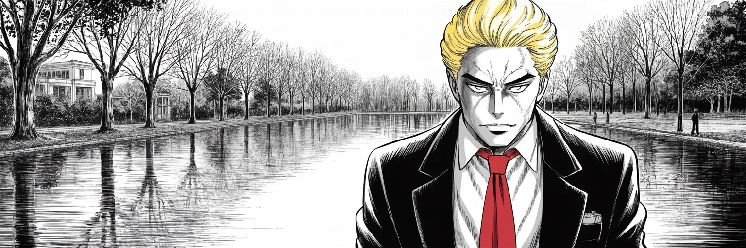 Manga panel 4 of 4, Week 454 “Home State”: Head bowed on a dusk lake path: a twenty-two-year-old nursing student is dead in Georgia, and the border war has a name.