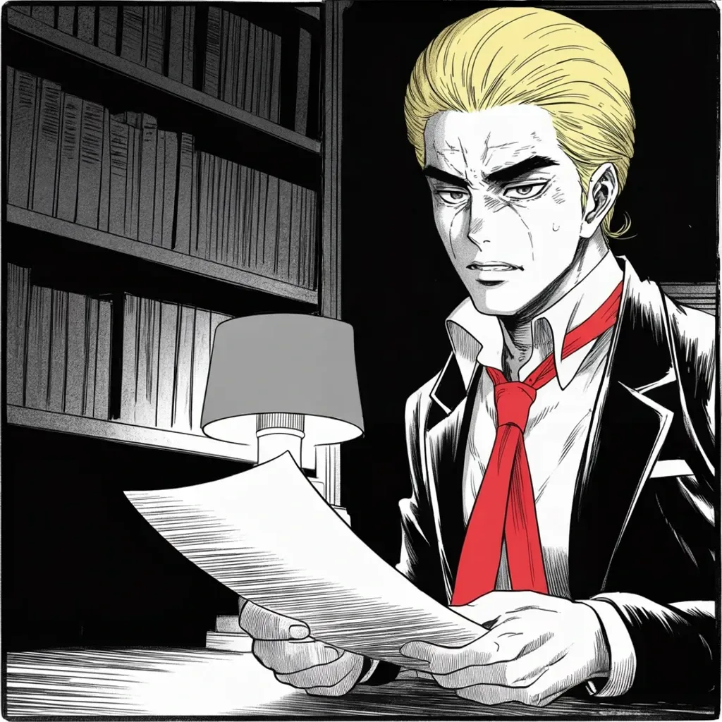Manga panel 2 of 5, Week 455 “Nine to Zero”: In lamplight with the brief held low: the nine will hear the immunity question themselves, and every week of delay is a victory.