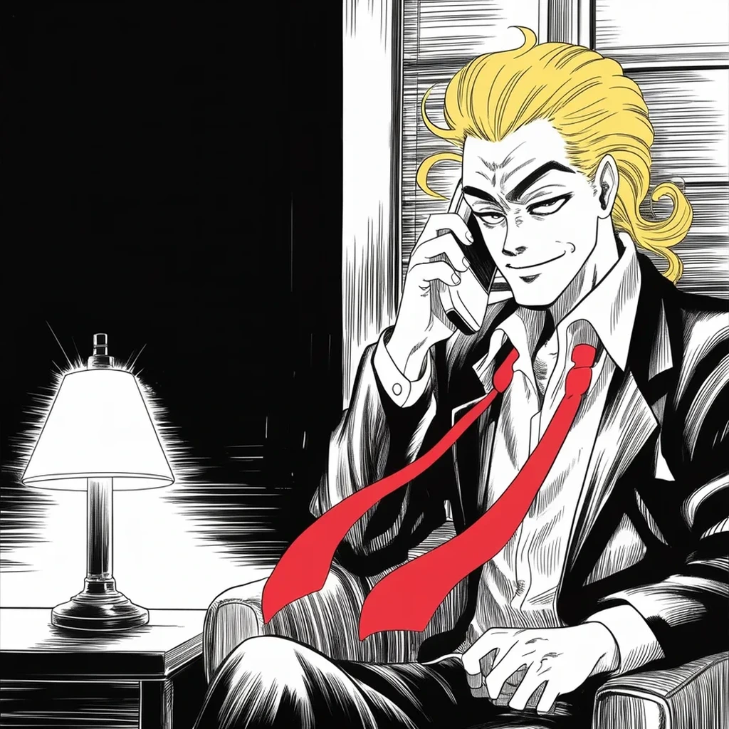 Manga panel 3 of 5, Week 463 “Catch and Kill”: Near midnight the old attorney general he once called weak and lazy endorses him anyway — and he accepts by deleting a single insult from the record.