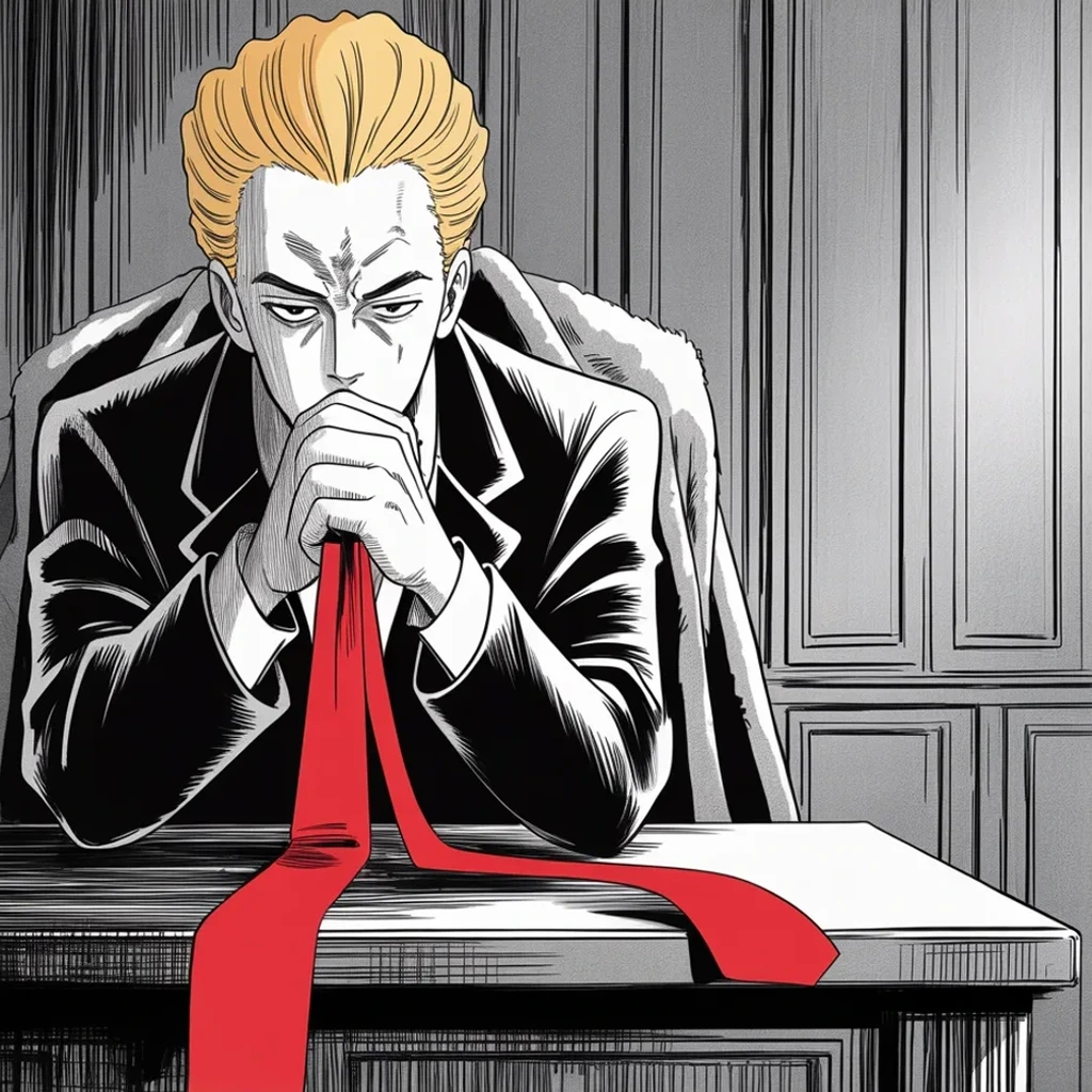 Manga panel 3 of 5, Week 465 “The Witness”: The room is kept cold and the days run long: hunched at the table, he writes that having your speech taken from you is a really bad feeling.